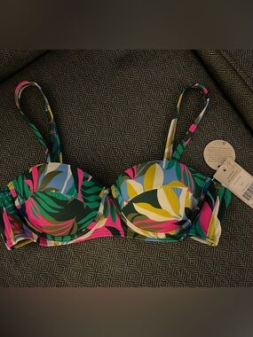 Boden Multicolor Tropical Leaf Bikini Top